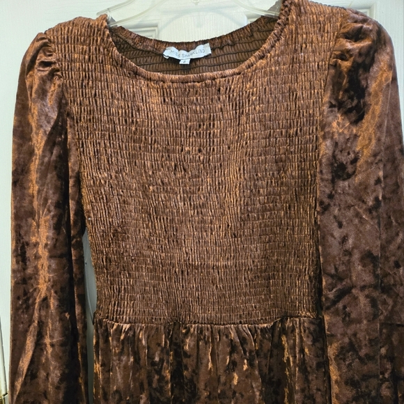 Miss Sparkling NWT Brown Soft Velvet Dress Small - Picture 10 of 11